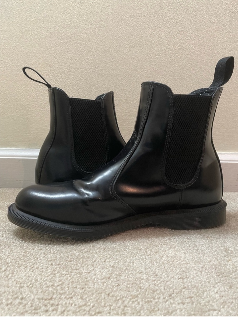 Dr. Martens | “Flora” Black Smooth Leather Chelsea Boots